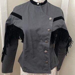 Wrangler’s Western Silver Lake Rodeo Gray Fringe Jacket Top Medium